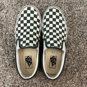 Green checkered Vans. Good condition, Women size 9.5